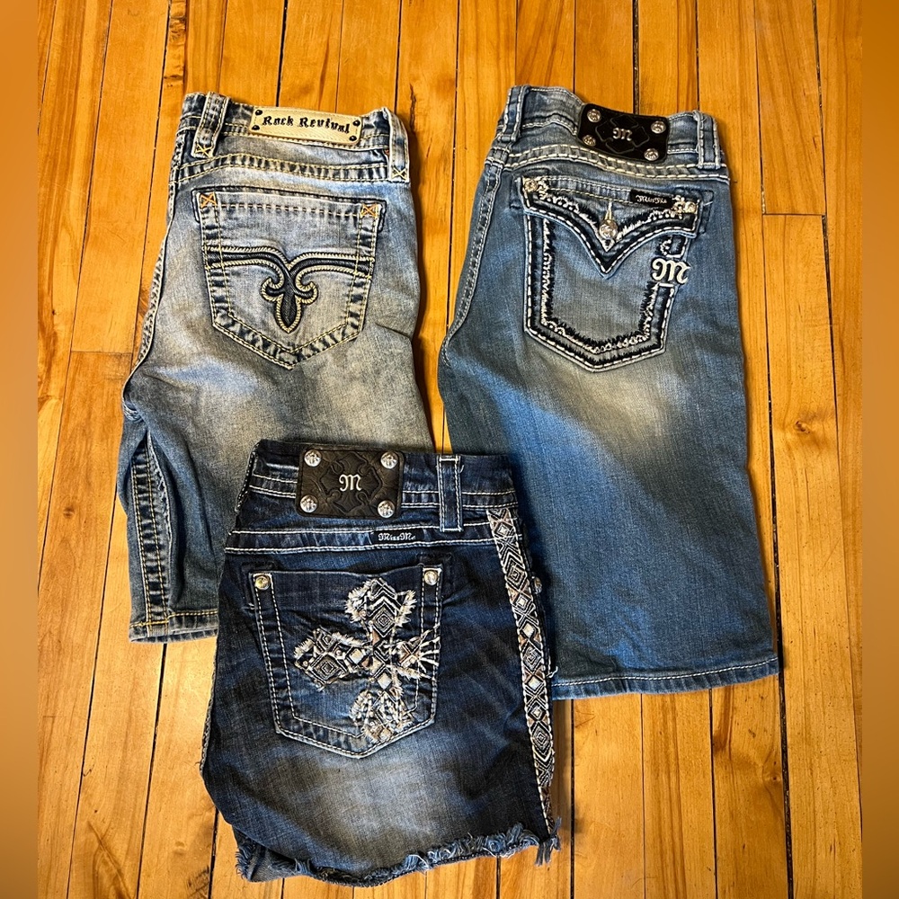 Lot of 3-Size 29 Miss Me and Rock Revival shorts